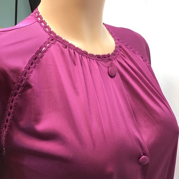 Vanity Fair Vintage Maroon Nightgown Robe Size Small - Picture 3 of 6